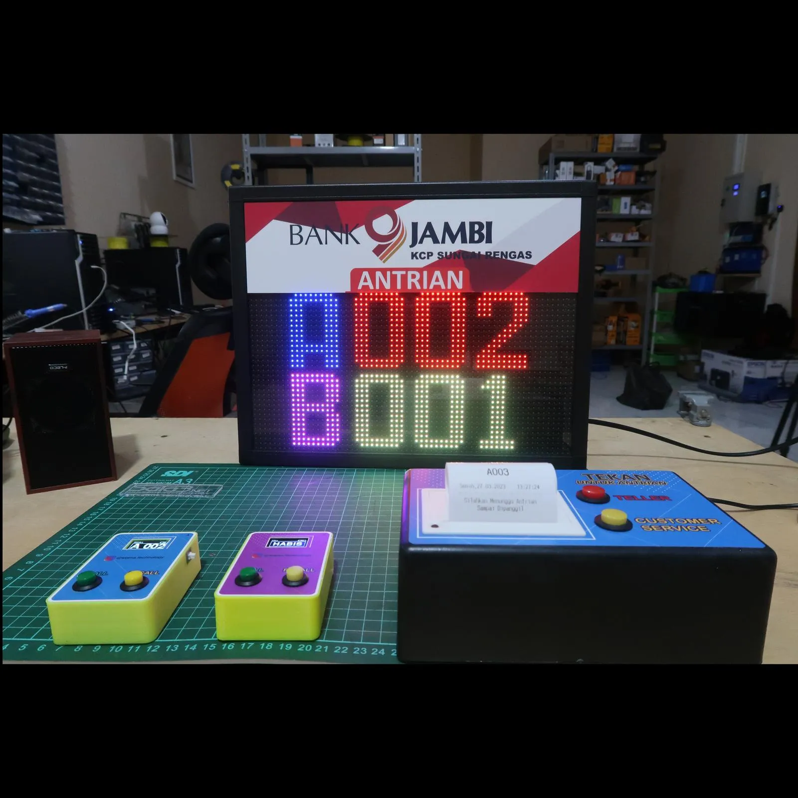 Mesin Antrian Wireless LED Full Color 2 Layanan